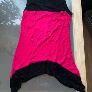 Vivid hot pink and black mesh maternity top